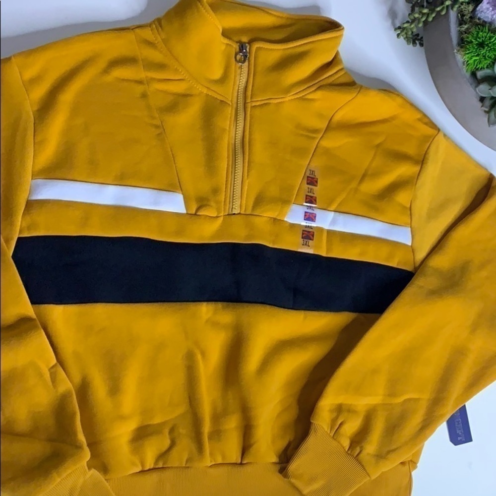 New mustard color-block half zip sweatshirt pullover plus size 3X NWT - Picture 5 of 6